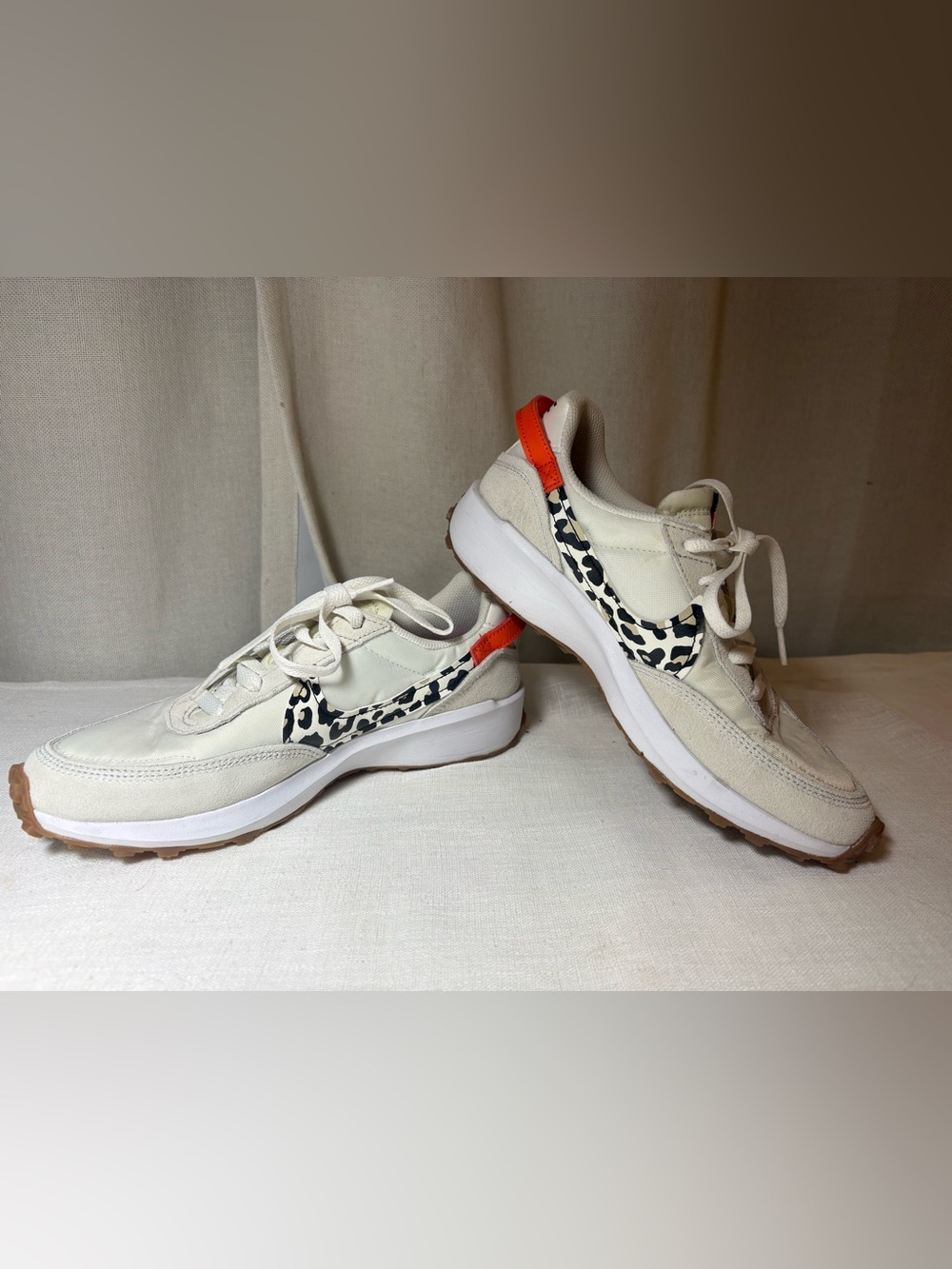 Nike Waffle Debut Leopard Print Platform Sneakers Women’s Size 8 Cream Orange - Picture 12 of 15